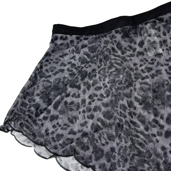 Bloch Ladies Janise Animal Print Mesh Pull On Skirt M Black Gray New - Picture 9 of 12